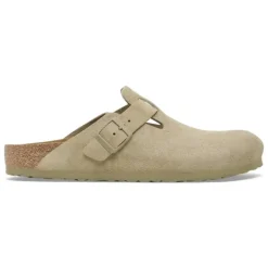 Women Birkenstock Boston Suede Leather Slipper - Faded Khaki