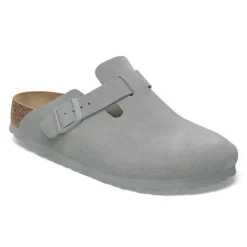 Women Birkenstock Boston Suede Leather Slipper - Pure Sage