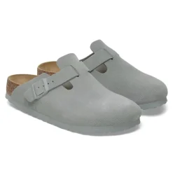 Women Birkenstock Boston Suede Leather Slipper - Pure Sage