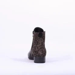 Women Gabor Breck Flat Ankle Boot Print Heel - Black Leopard