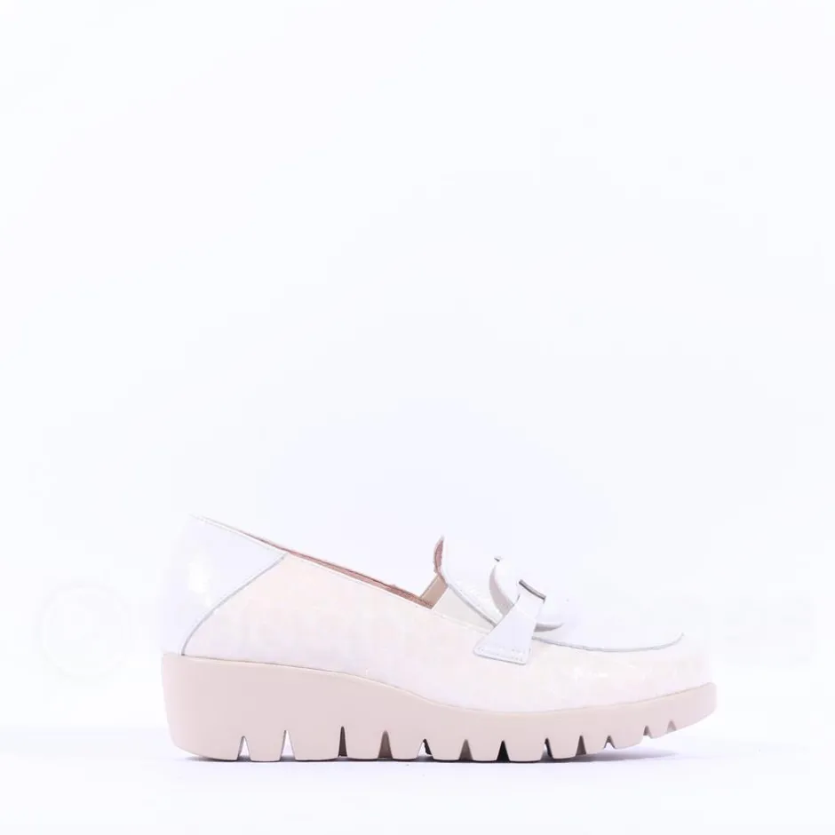 Women Wonders Brisa Slip On Link Wedge - Off White Croc