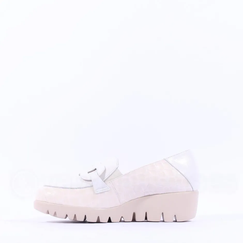 Women Wonders Brisa Slip On Link Wedge - Off White Croc