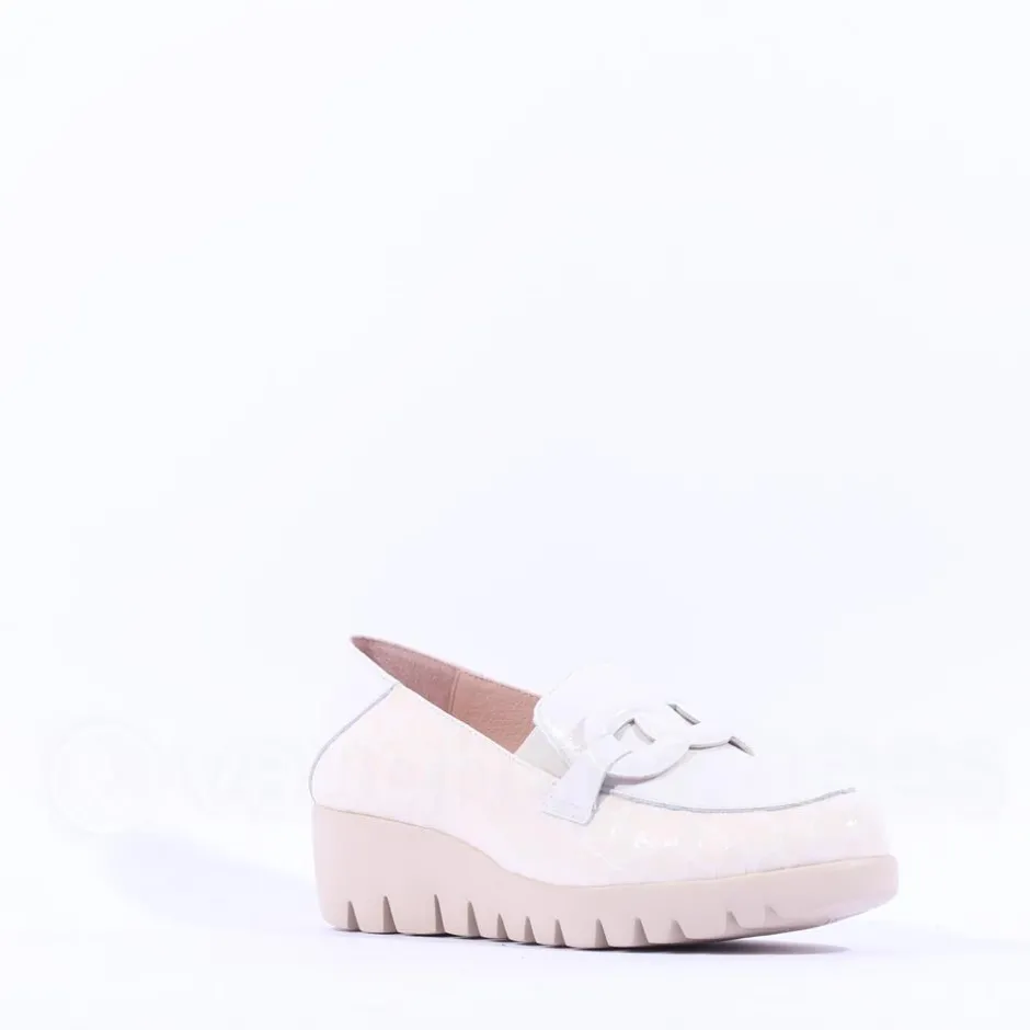 Women Wonders Brisa Slip On Link Wedge - Off White Croc