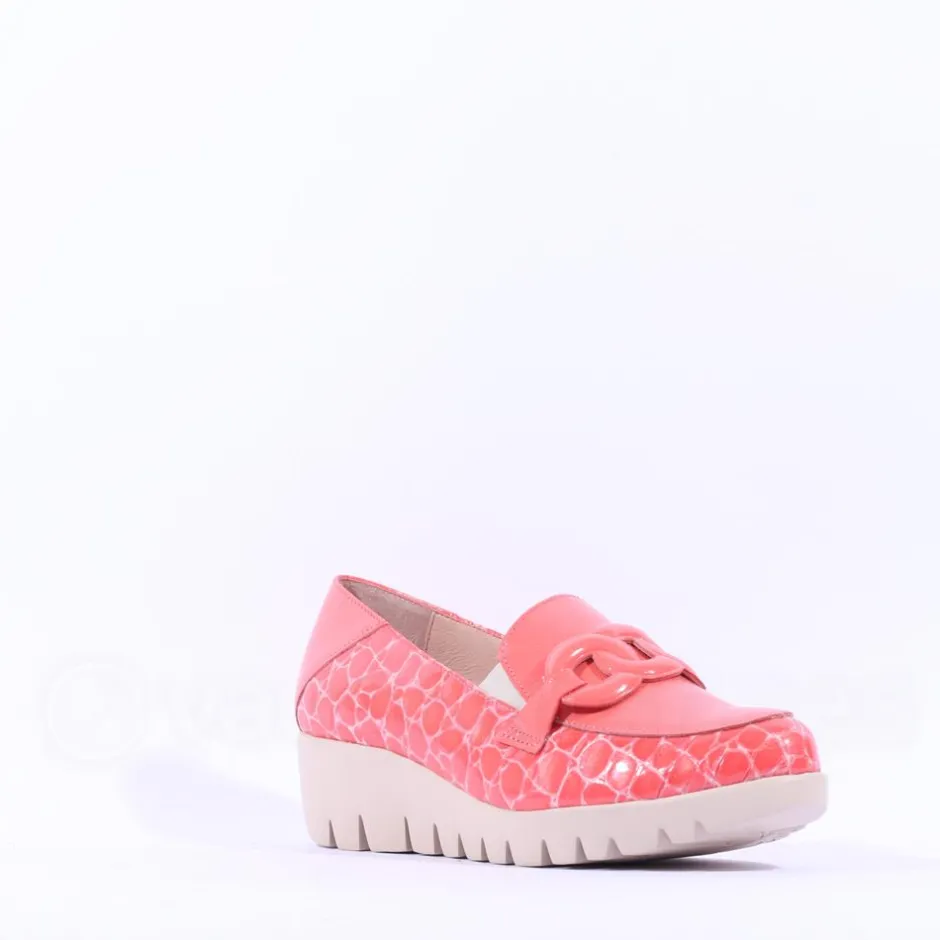 Women Wonders Brisa Slip On Link Wedge - Coral Combi
