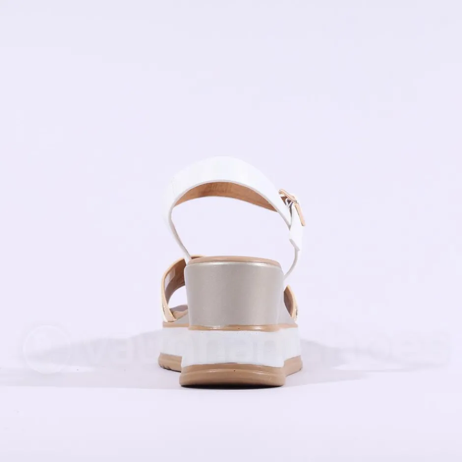Women Repo Buckle Detail Wedge Sandal - White Gold