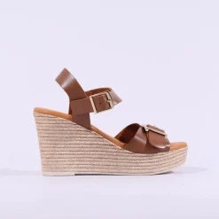 Women Oh My Sandals Buckle Espadrille Wedge - Cognac