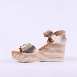 Women Oh My Sandals Buckle Espadrille Wedge - Gold