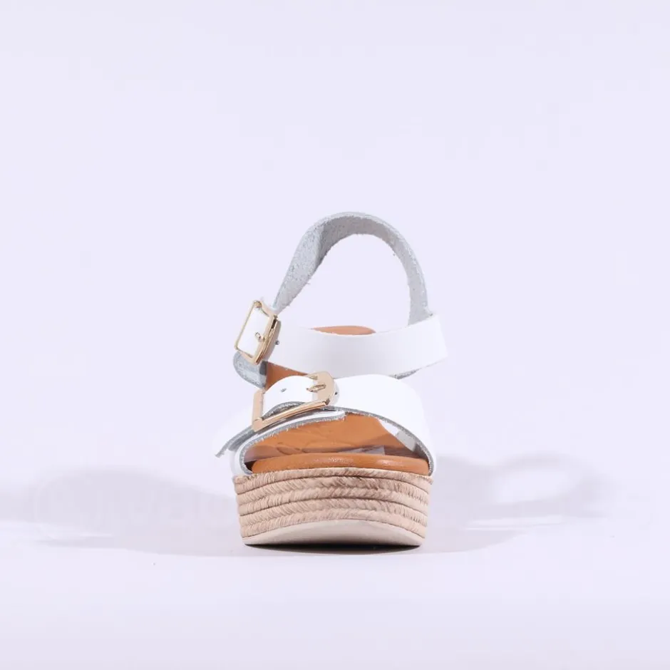 Women Oh My Sandals Buckle Espadrille Wedge - White Gold