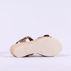 Women Oh My Sandals Buckle Espadrille Wedge - Cognac