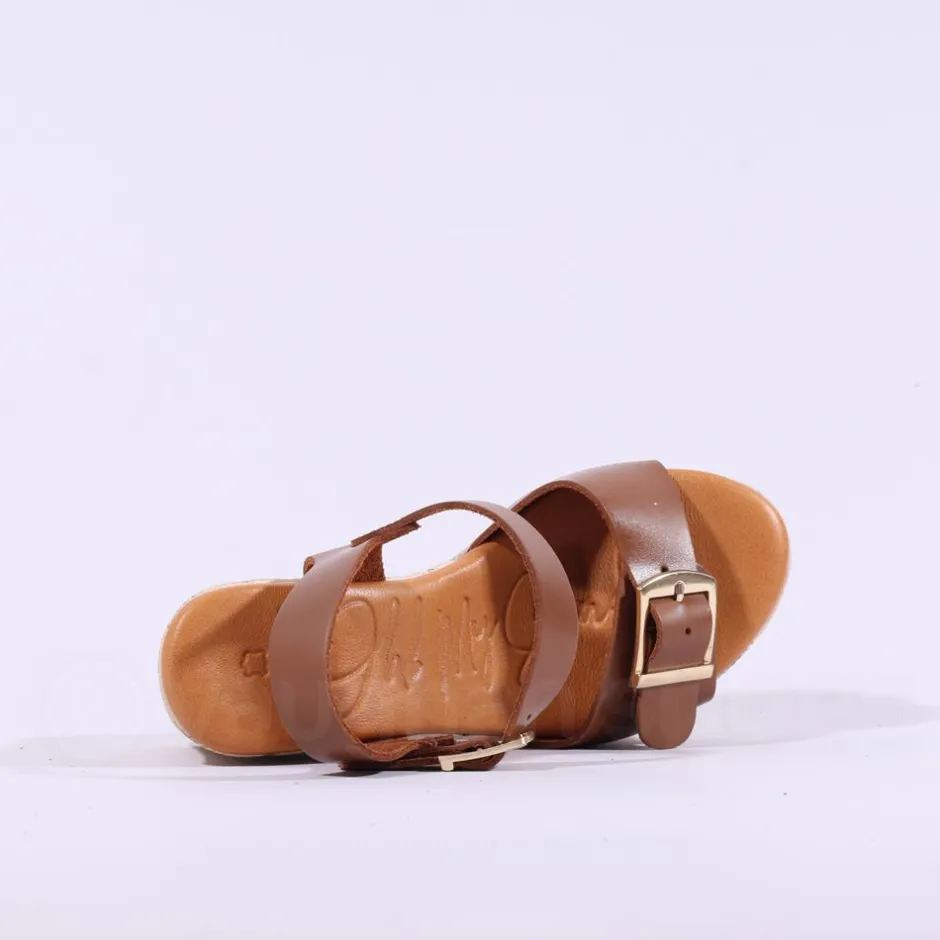Women Oh My Sandals Buckle Espadrille Wedge - Cognac
