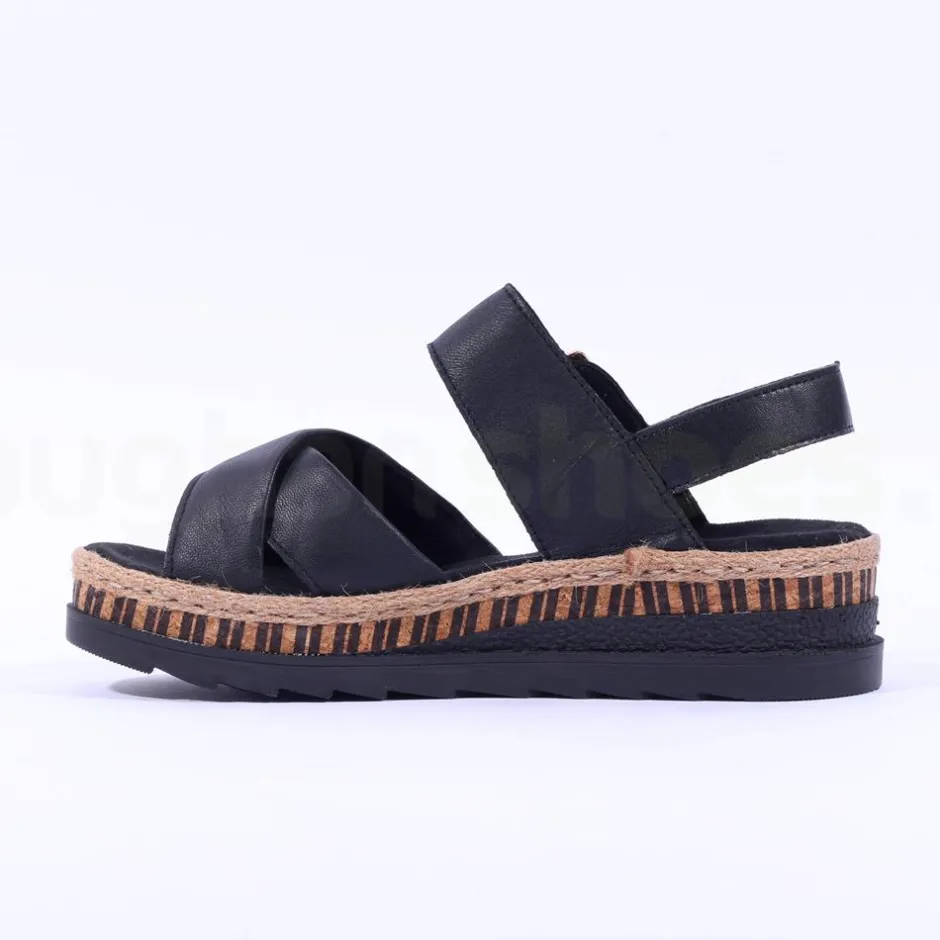 Women Rieker Buckle Strap Platform Sandal - Black
