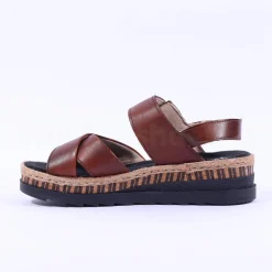Women Rieker Buckle Strap Platform Sandal - Brown