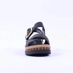 Women Rieker Buckle Strap Platform Sandal - Black