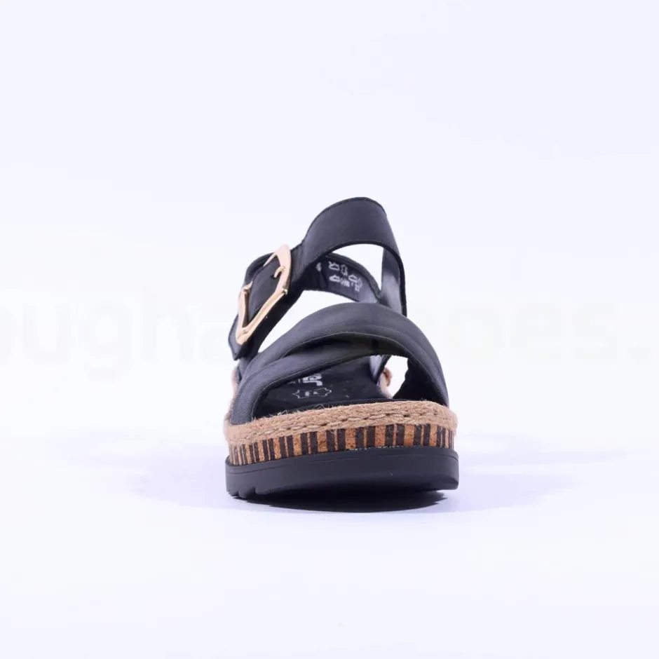 Women Rieker Buckle Strap Platform Sandal - Black