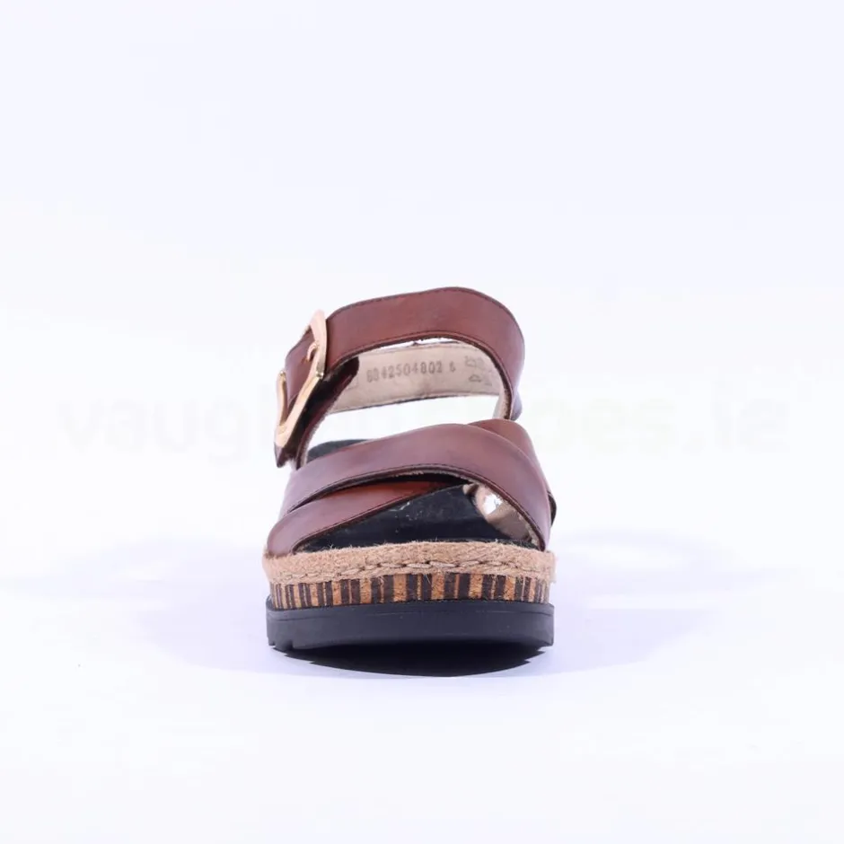 Women Rieker Buckle Strap Platform Sandal - Brown