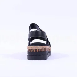 Women Rieker Buckle Strap Platform Sandal - Black