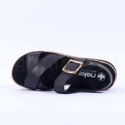 Women Rieker Buckle Strap Platform Sandal - Black