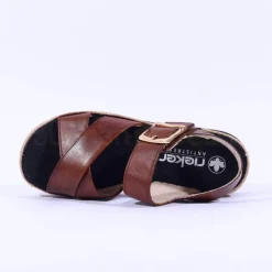 Women Rieker Buckle Strap Platform Sandal - Brown