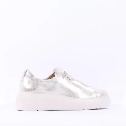 Women Paul Green Bungee Lace Platform Trainer - Gold Metallic