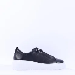 Women Paul Green Bungee Lace Platform Trainer - Black Leather