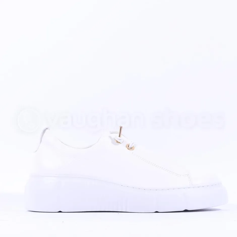 Women Paul Green Bungee Lace Platform Trainer - White Gold Leather