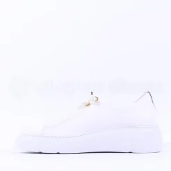 Women Paul Green Bungee Lace Platform Trainer - White Gold Leather