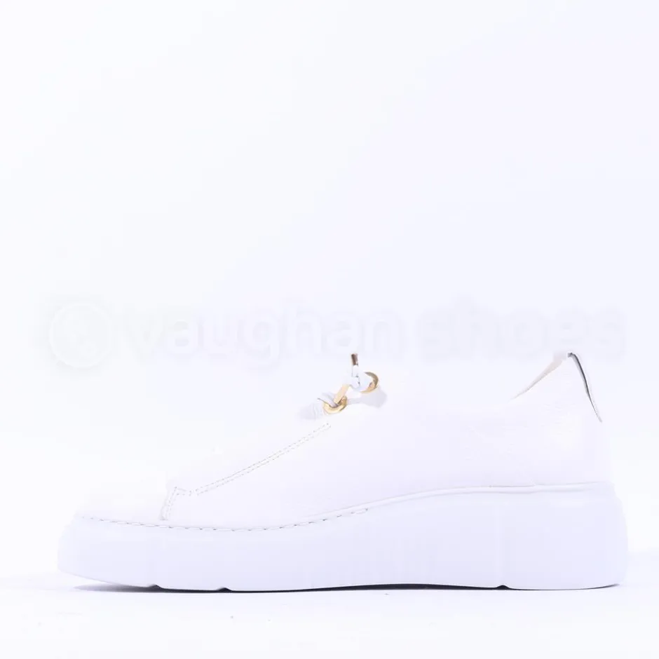 Women Paul Green Bungee Lace Platform Trainer - White Gold Leather