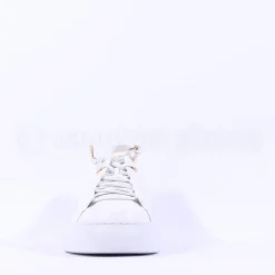 Women Paul Green Bungee Lace Platform Trainer - White Gold Leather