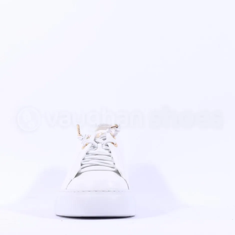 Women Paul Green Bungee Lace Platform Trainer - White Gold Leather