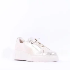 Women Paul Green Bungee Lace Platform Trainer - Gold Metallic