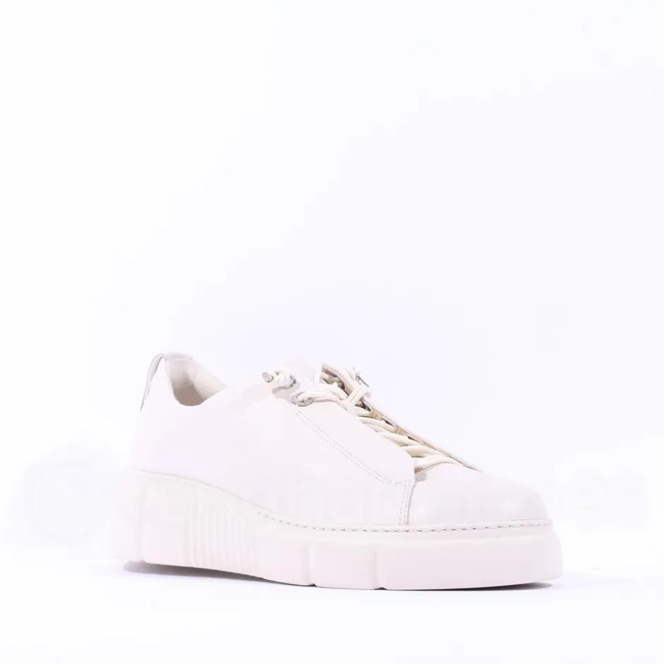 Women Paul Green Bungee Lace Platform Trainer - Ivory Leather