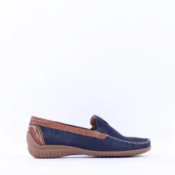 Women Gabor California Stitch Detail Mocassin - Navy Tan