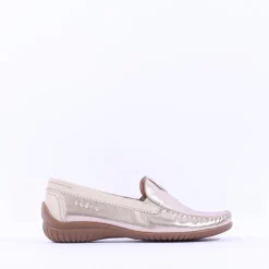 Women Gabor California Stitch Detail Moccassin - Gold Metallic