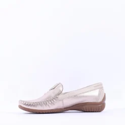 Women Gabor California Stitch Detail Moccassin - Gold Metallic