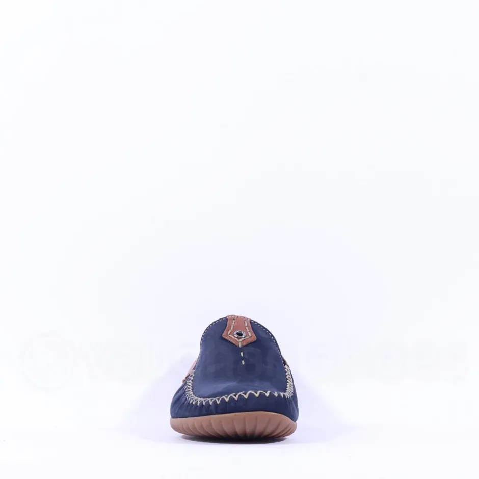Women Gabor California Stitch Detail Mocassin - Navy Tan