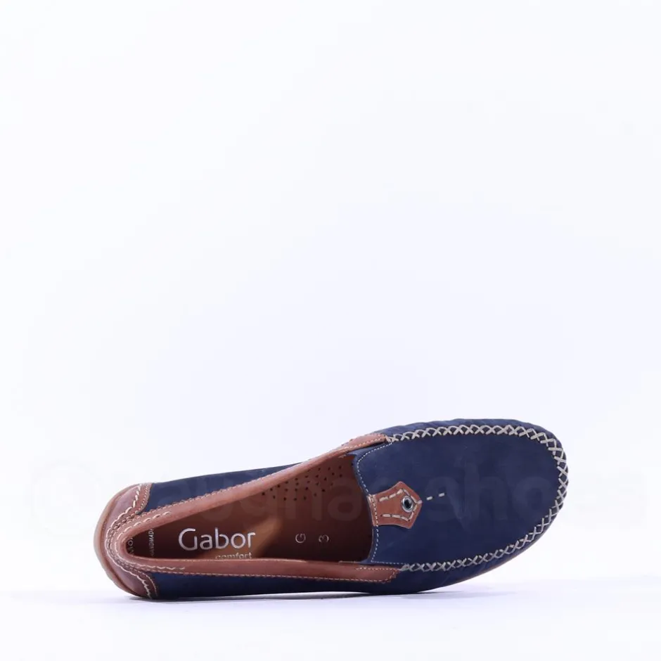 Women Gabor California Stitch Detail Mocassin - Navy Tan