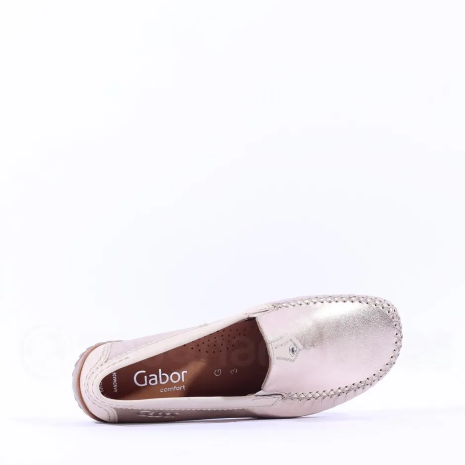 Women Gabor California Stitch Detail Moccassin - Gold Metallic