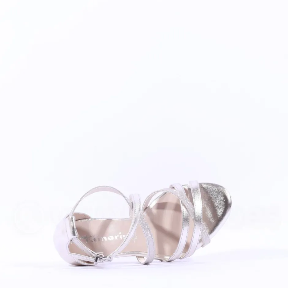 Women Tamaris Callie Strappy High Heel Sandal - Platinum
