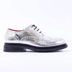 Women Marco Moreo Cambridge Laced Brogue - Silver Leather