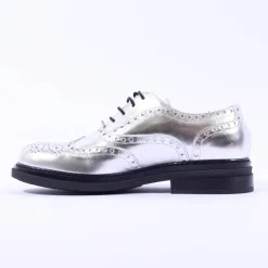 Women Marco Moreo Cambridge Laced Brogue - Silver Leather