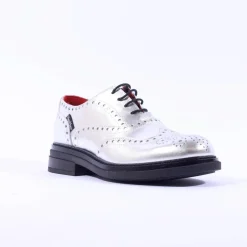 Women Marco Moreo Cambridge Laced Brogue - Silver Leather