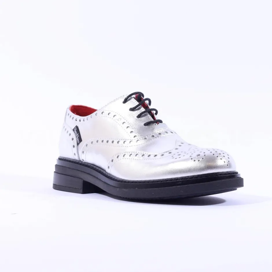 Women Marco Moreo Cambridge Laced Brogue - Silver Leather