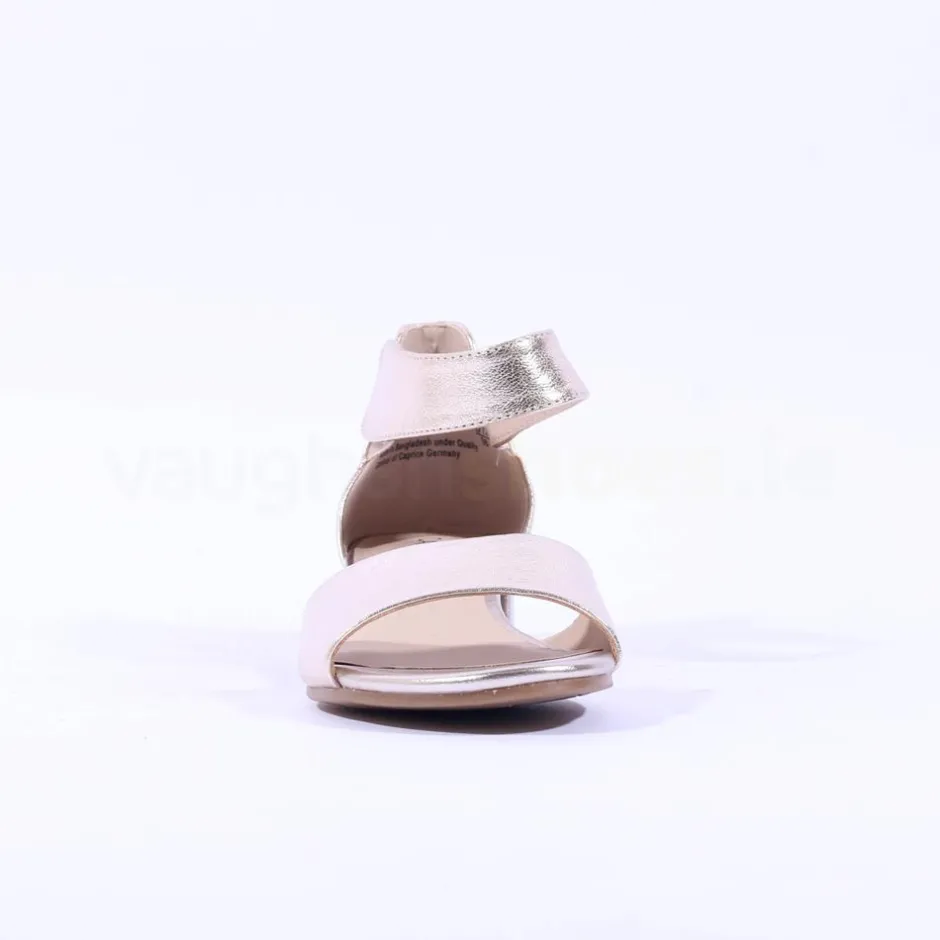 Women Caprice Carla Velcro Low Heel Sandal - Gold Leather