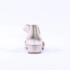 Women Caprice Carla Velcro Low Heel Sandal - Gold Leather
