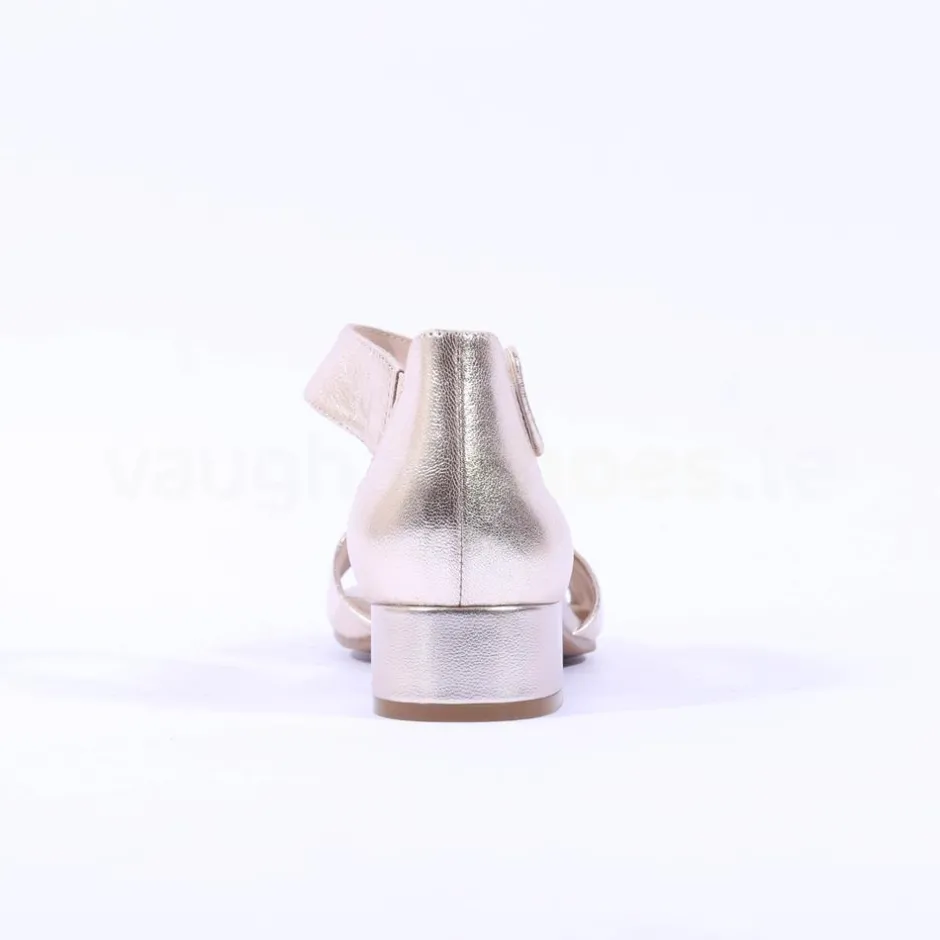 Women Caprice Carla Velcro Low Heel Sandal - Gold Leather