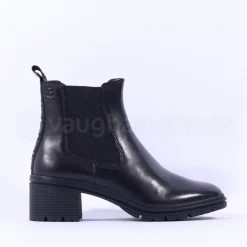 Women Tamaris Carolin Block Heel Chelsea Boot - Black Leather