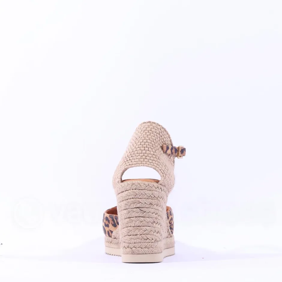 Women Unisa Castilla Espradrille Wedge Strap - Leopard Print