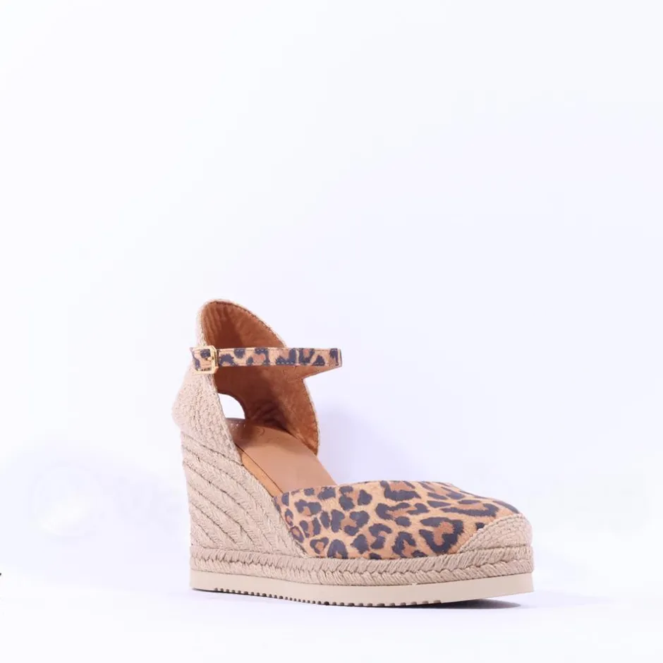 Women Unisa Castilla Espradrille Wedge Strap - Leopard Print