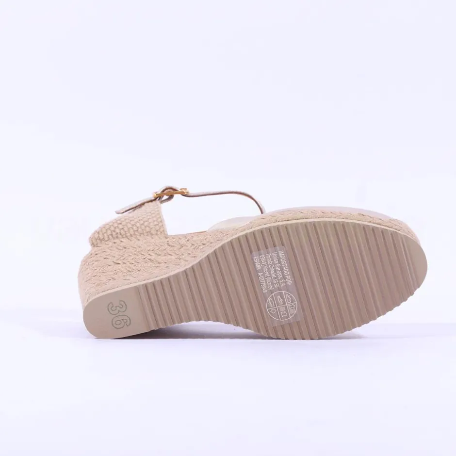 Women Unisa Castilla Espradrille Wedge Strap - Gold Leather