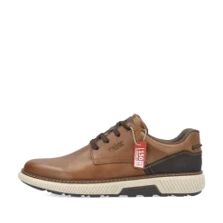 Rieker Men Casual Laced Plain Toe Shoe - Brown Leather